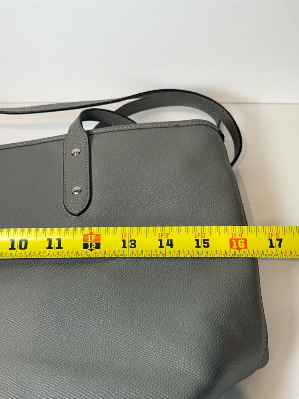 Coach NY Authentic Crossgrain Leather City Zip Tote Handbag F58846 Grey